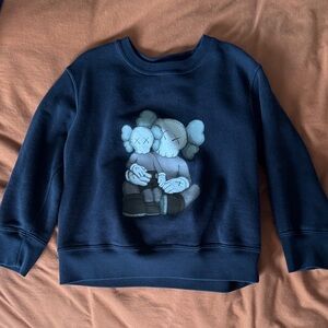 Uniqlo Kaws Kids Navy Blue Graphic Sweatshirt